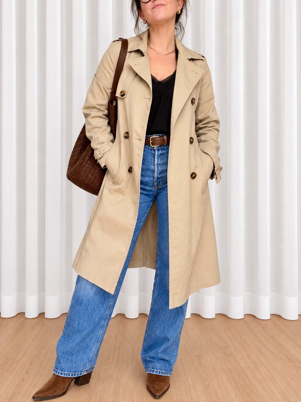 MNG Mango Classic Double-Breasted Belted Trench Coat